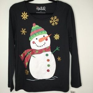 Nouveaux Snowman Long Sleeve Top Black Size Large